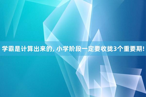 学霸是计算出来的, 小学阶段一定要收拢3个重要期!