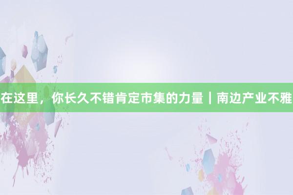 在这里，你长久不错肯定市集的力量｜南边产业不雅